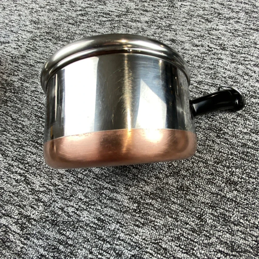 Vintage 1996 Revere Ware 1 Qt Saucepan Copper Bottom Lid Clinton IL USA